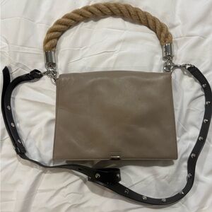 All Saints Taupe Leather Shoulder Bag with Rope Handle